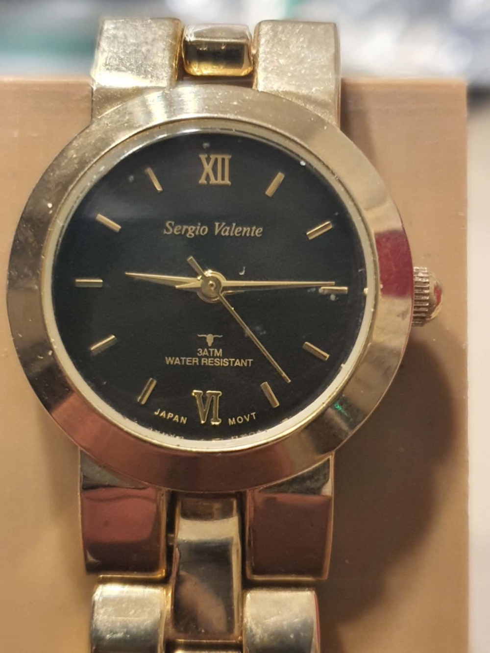 🦋10/$20🦋 Sergio Valente Goldtone/Black Stainless Steel Women's Watch